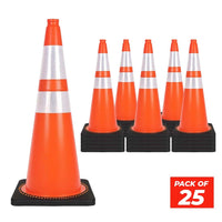 seventy five centimeter Berry unbreakable orange PVC traffic cone with two reflective collars and weighted black base