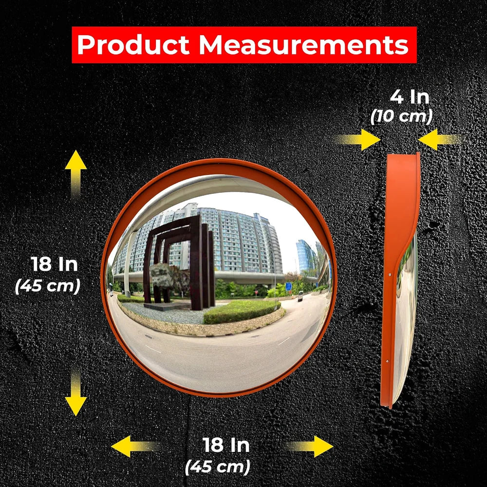 Wide-angle convex mirror designed for traffic safety and improved viewing range