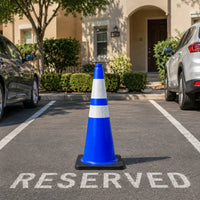 seventy five centimeter blue construction safety cone with reflective visibility and weighted base