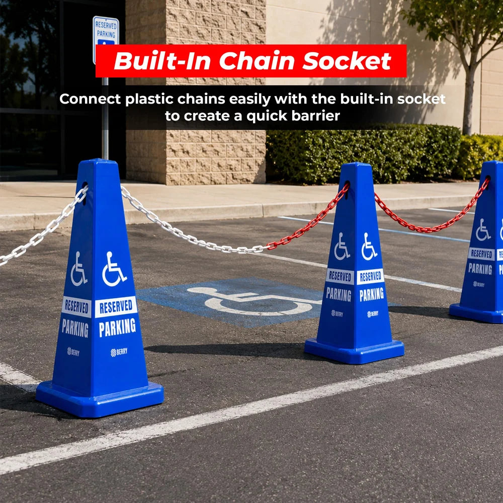 blue parking marker cone for disabled and accessible parking spaces