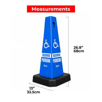blue parking cone with weighted base for parking guidance and control