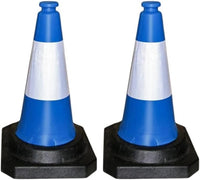 2 Pcs Blue Reflective Traffic Cones – 50CM with Black Base	