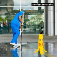 yellow banana style cone caution sign for cleaning safety