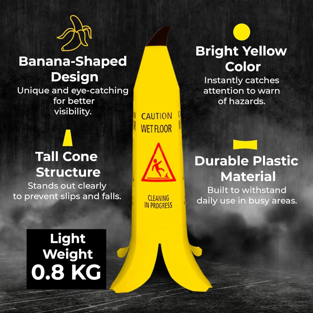 yellow commercial banana cone wet floor warning sign