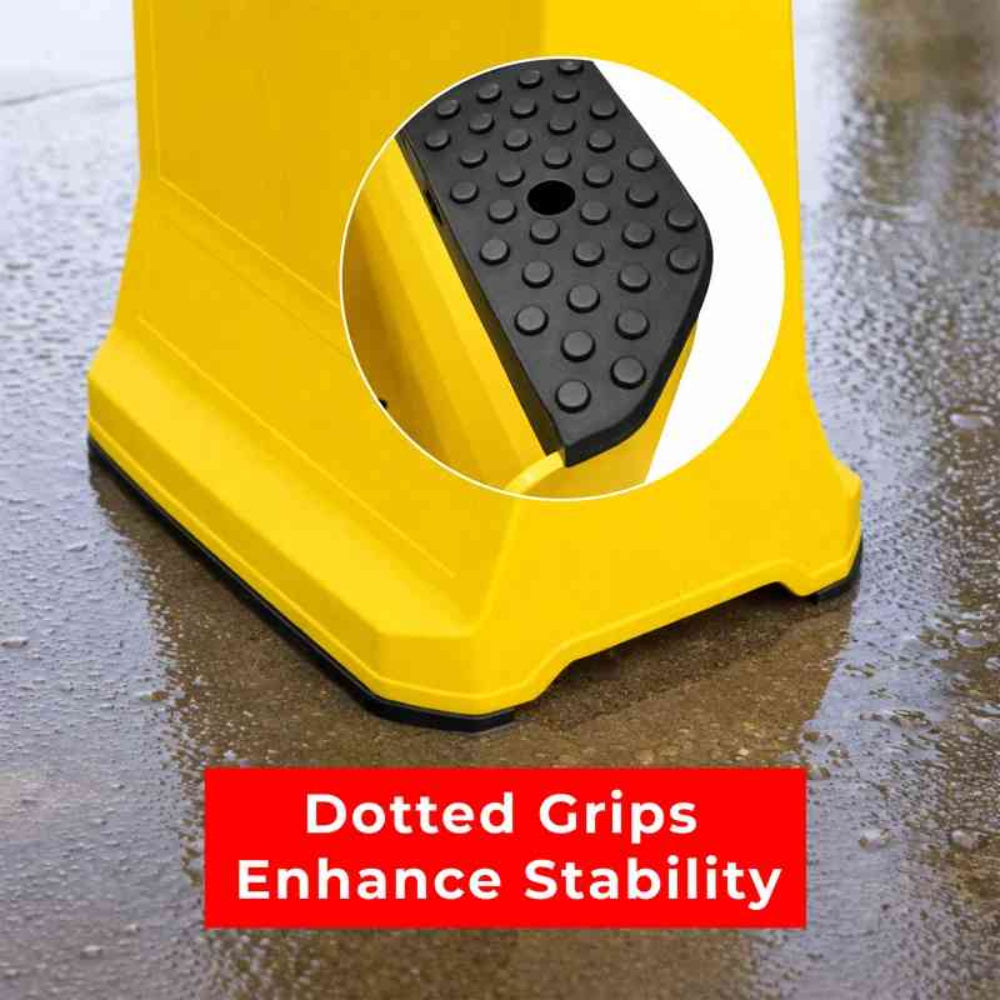 customisable pavement sign road barrier yellow