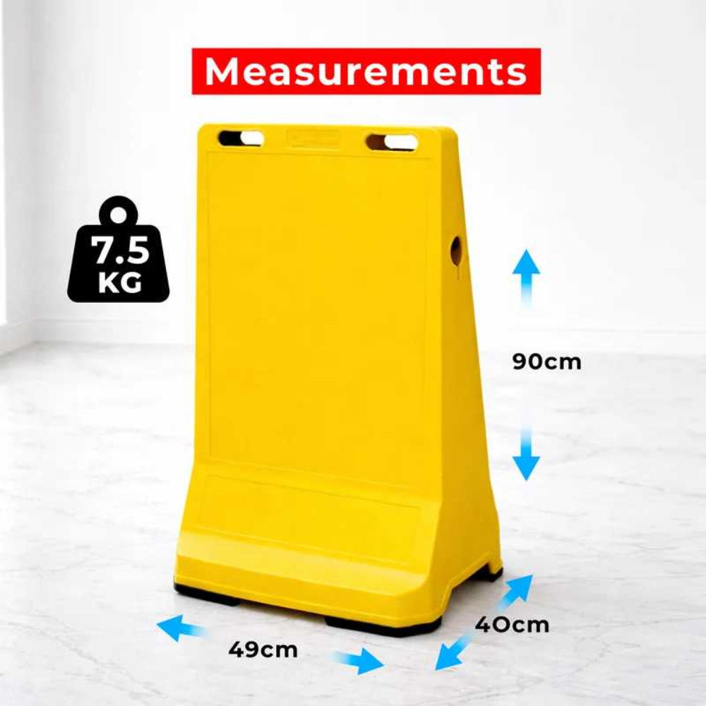 customisable pavement sign road barrier yellow