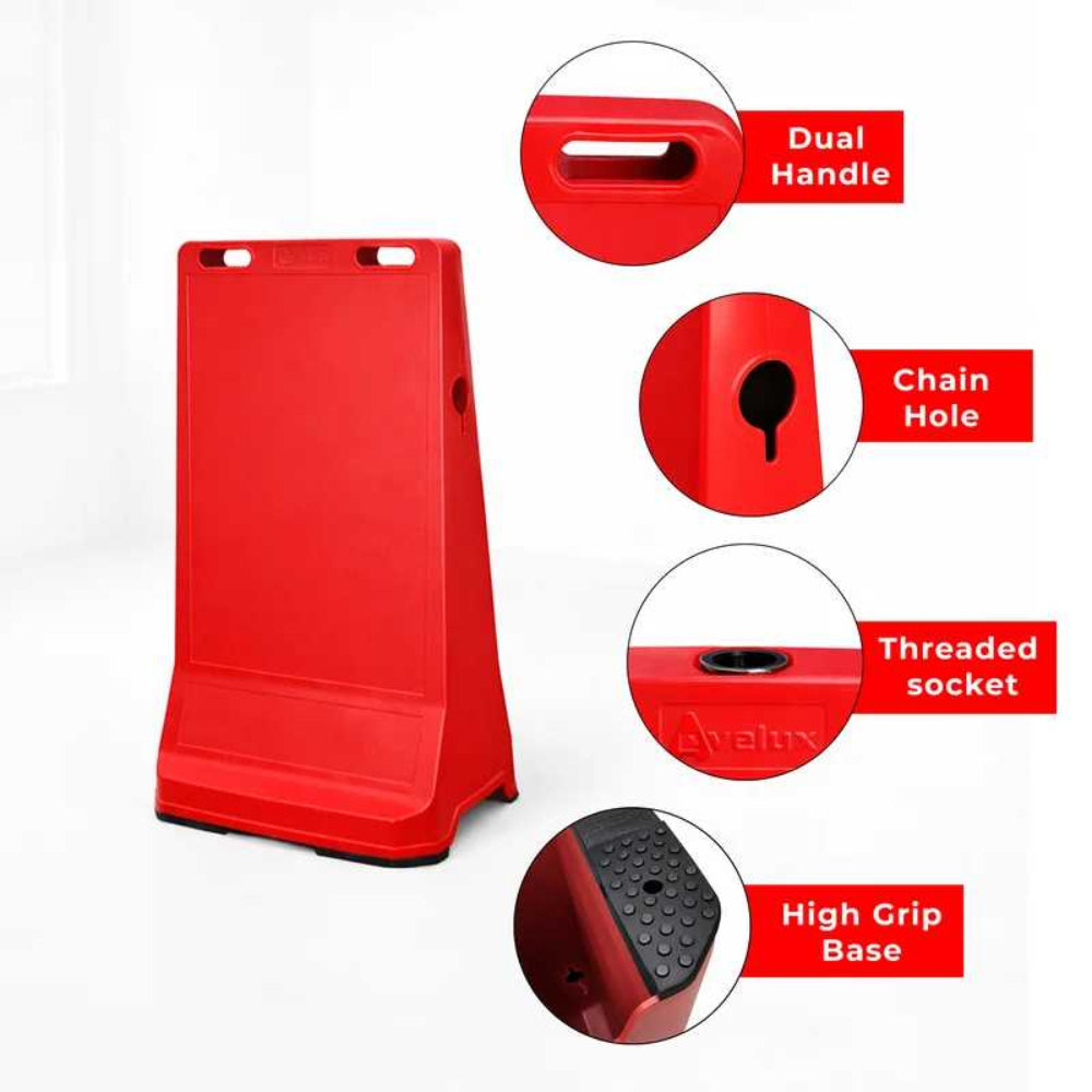customisable red pavement sign road barrier
