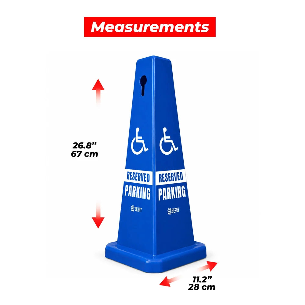 blue disabled parking marker cone for accessible parking areas