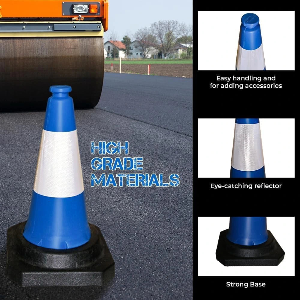 Durable Blue PE Traffic Cones with Reflective Tapes – 50CM	