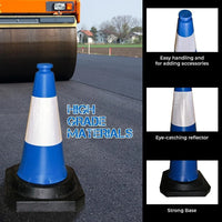 Durable Blue PE Traffic Cones with Reflective Tapes – 50CM	