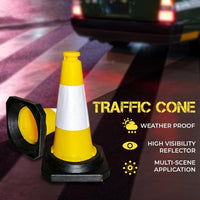 Durable yellow 50CM traffic cones for events and roadwork
