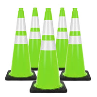 seventy five centimeter green industrial traffic cone with reflective markings for workplace safety