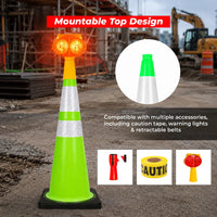 seventy five centimeter green road safety cone with weighted base for high visibility