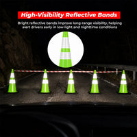 seventy five centimeter green work zone traffic cone with reflective markings and durable base