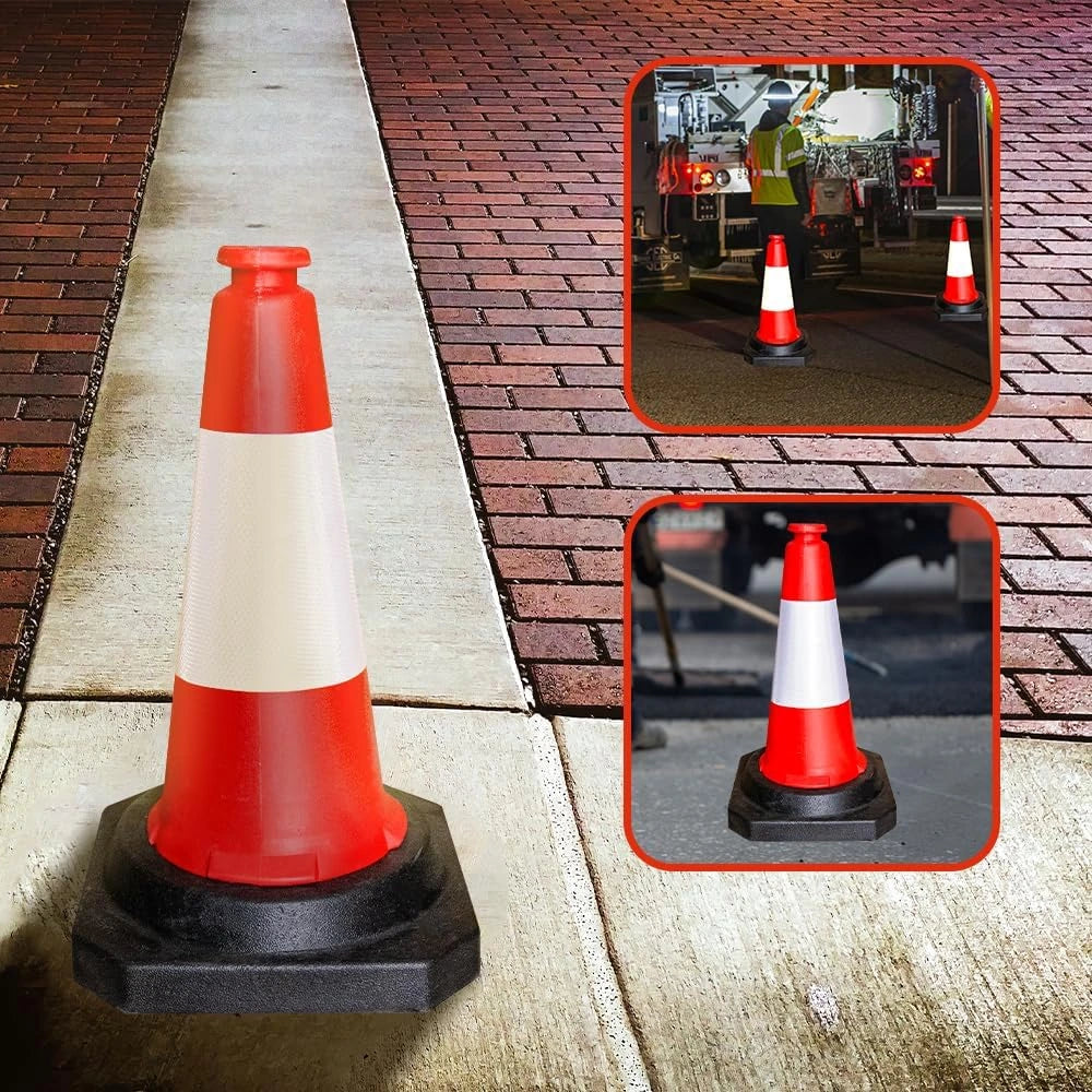 High visibility cone set placed in car park	