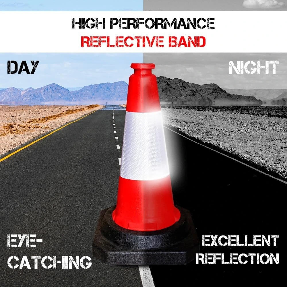 High visibility 50CM traffic cone with reflective bands