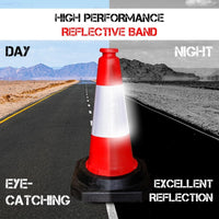 High visibility 50CM traffic cone with reflective bands