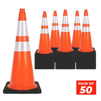 seventy five centimeter industrial orange safety cone with unbreakable construction and reflective bands