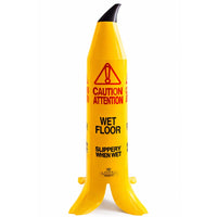 yellow banana cone caution wet floor sign for safety warning