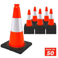fifty centimeter orange road safety cone with durable weighted black base for traffic control