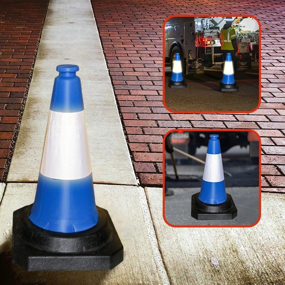 Portable 50CM Blue Safety Cones with Heavy-Duty Base	