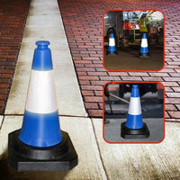 Portable 50CM Blue Safety Cones with Heavy-Duty Base	