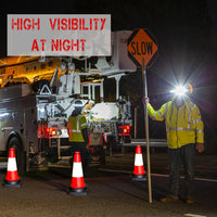 Red traffic cone for roadside warning in UK	