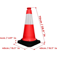 seventy five centimeter red traffic cone with durable weighted black base for road safety