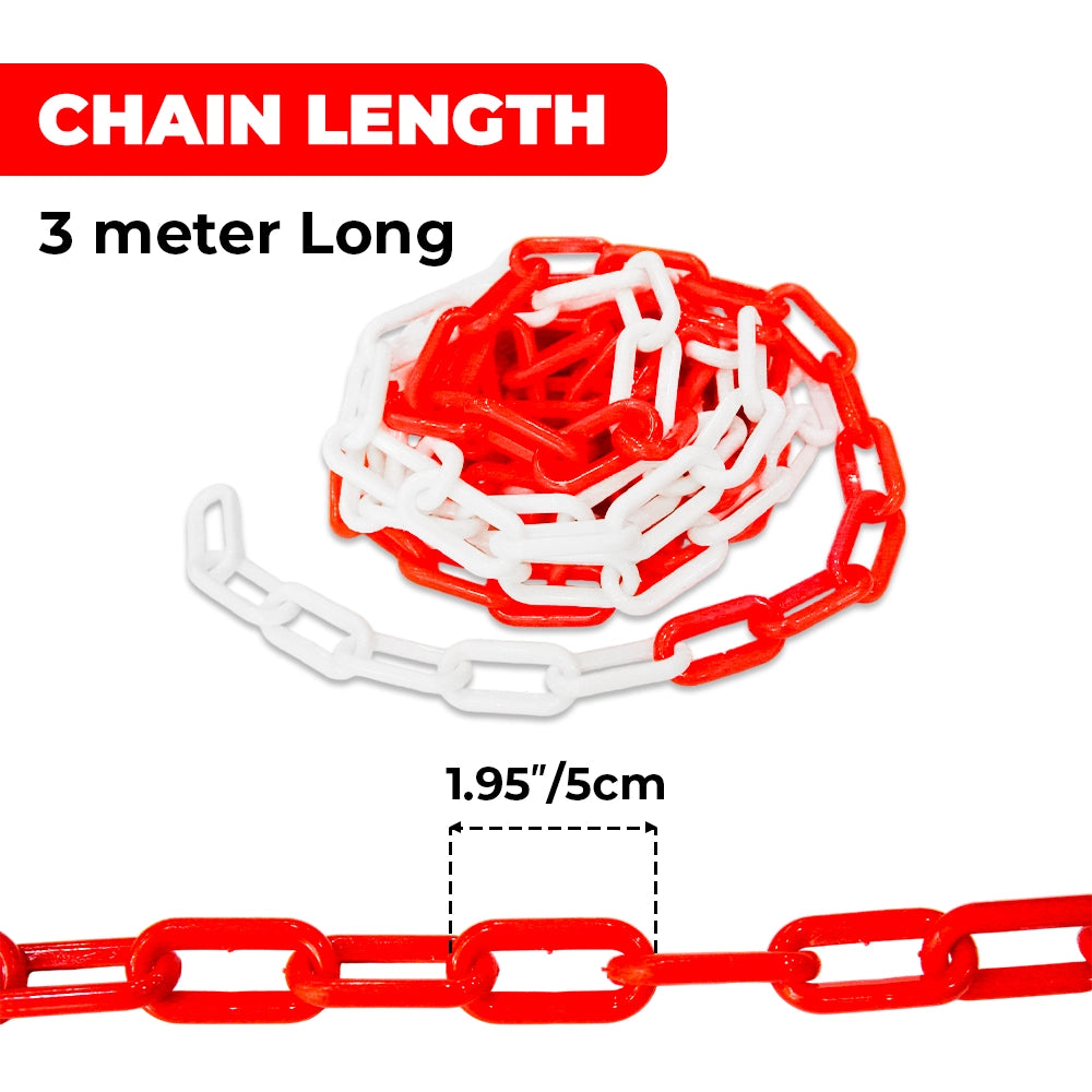 Red and White Plastic Chain 3 M