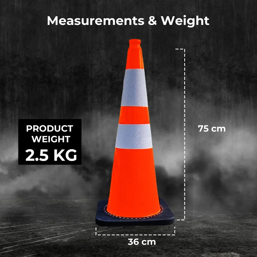 seventy five centimeter orange reflective road cone for construction, parking and hazard marking