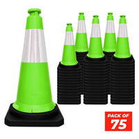seventy five centimeter green reflective road safety cone for traffic guidance and hazard marking