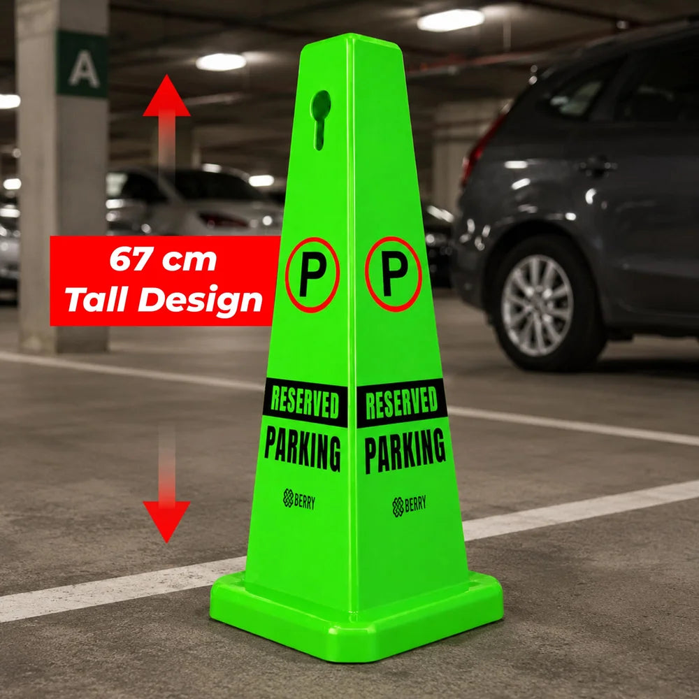 green reserved parking cone for clearly marking designated spaces