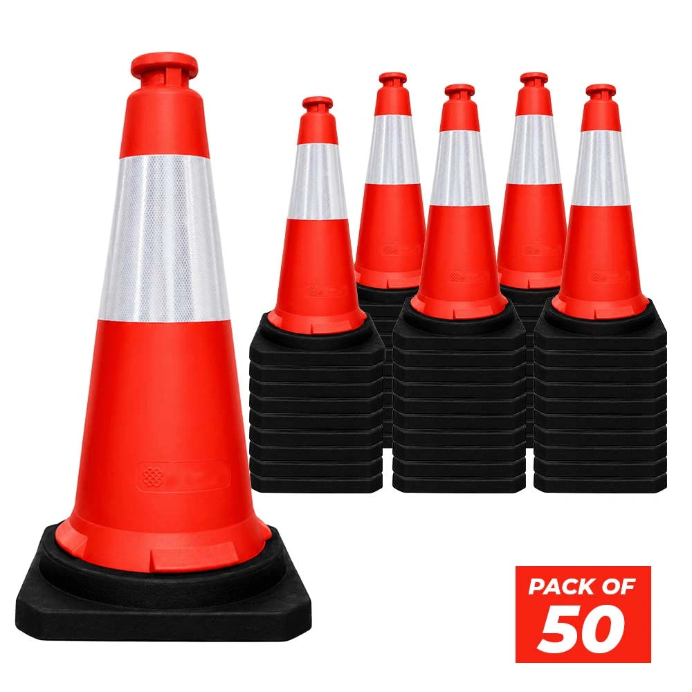 seventy five centimeter red roadwork safety cone for temporary traffic control and pedestrian safety