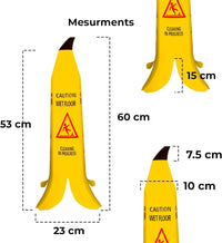 yellow wet floor banana cone sign for slippery area alerts