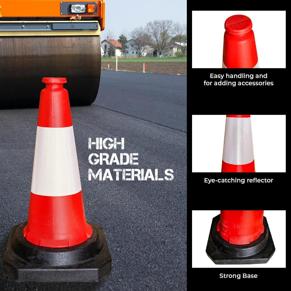 Close-up of black wind-resistant base of 50CM traffic cone